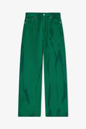 Ganni Fern Green Izey Jeans in Heavy Denim - Size 24W/33L Organic Cotton