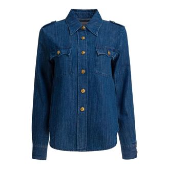Valentino Overhemden, Dames, Blauw, S, Denim, Denim Shirt