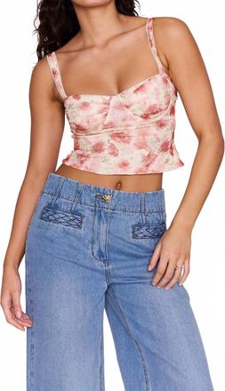 Minkpink Camille Mesh Bustier Crop Top In Pink Floral