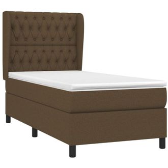 vidaXL Vidaxl - Cama Box Spring Con Colch&oacute;n Tela Marr&oacute;n Oscuro 100x200 Cm