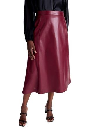 Jessica London Faux Leather Midi Skirt in Merlot at Nordstrom, Size 28