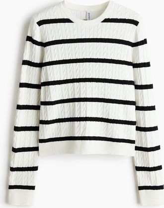 H&M Pullover mit Zopfmuster - White