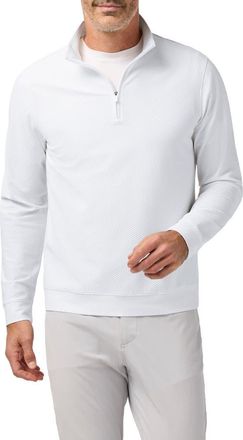 Mizzen+Main Easton Textured Quarter Zip Pullover in White at Nordstrom, Size Large
