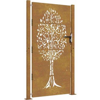 vidaXL Puerta De Jard&iacute;n Acero Corten Dise&ntilde;o &Aacute;rbol 105x180 Cm Vidaxl