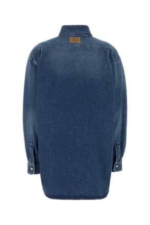 Moschino Womens Denim Shirt Blu Exterior: Cotton Camicie