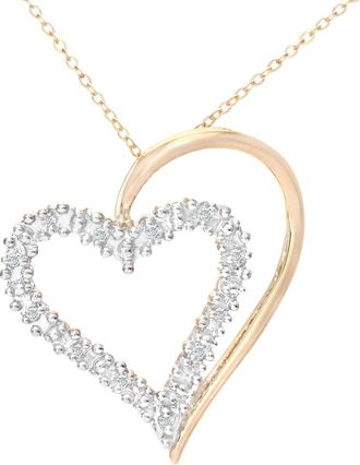 Jewelco London 9ct Gold Round 5pts Diamond Heart Pendant Necklace 18 inch - PP0AXL3175Y