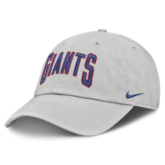 Nike New York Giants Primetime Club Arched Nike Mens NFL Adjustable Hat in Grey | NF020BB8I-BYX