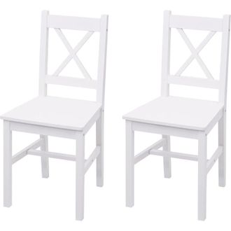 Hhg Set 2x sedie country classica cucina soggiorno HHG 467 legno massello 42x40x86cm bianco