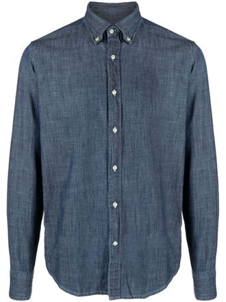 Deperlu button-down collar cotton shirt - Blue