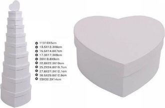 Trade Shop Trade Shop - Set 10pz Scatole Box Per Regali Varie Misure Matrioska Forma Cuore Bianco 71960
