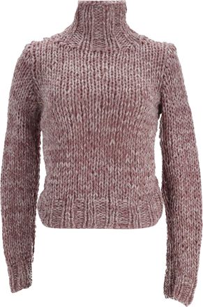 Ann Demeulemeester Kabelgebreide coltrui van roze wol