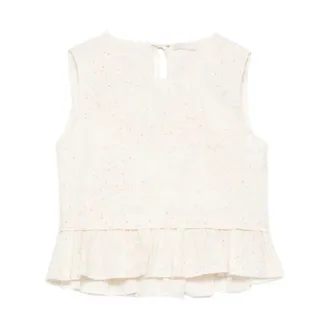 Liu Jo Sleeveless Tops, female, Beige, Size: M Floral Sequin Blouse