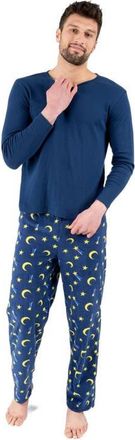Leveret Mens Cotton Top & Fleece Pants Printed Matching Family Holiday Pajama Set in Moon at Nordstrom, Size Xx-Large