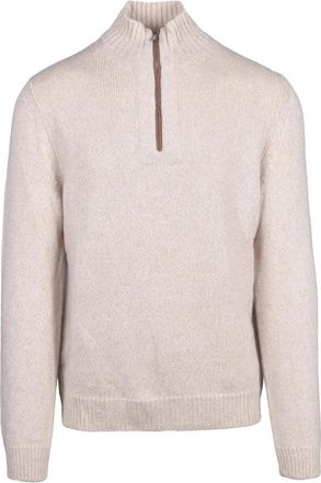 Fedeli Mock Neck Zip Sweater - Beige