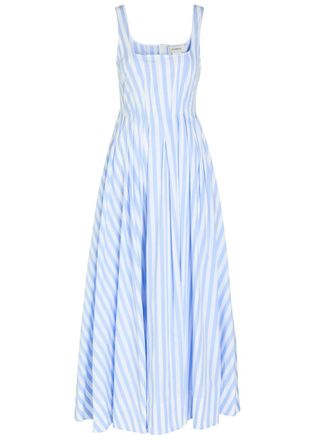 Sportmax Striped Cotton Maxi Dress - Light Blue - 16 (UK16 / XL)