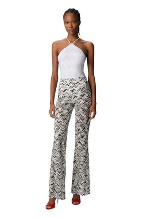Missoni Flare Trousers In Slub Zigzag Viscose Blend in Black at Nordstrom, Size 42