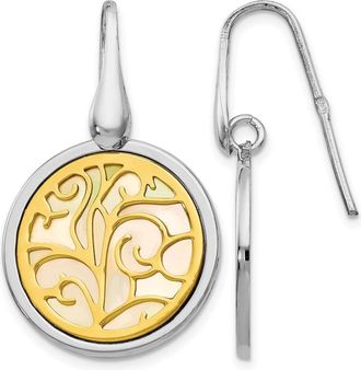 Diamond2Deal Sterling Silver Gold-tone Mother of Pearl Drop Dangle Earrings