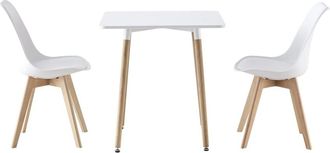 Sweeek Conjunto de mesa de comedor cuadrada 70cm + 2 sillas escandinavas