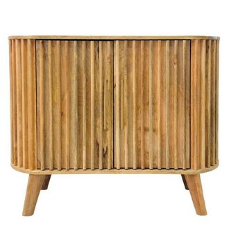 Jaipur Furniture Slated 2 Door Small Sideboard - Mango Wood - L40 x W95 x H77 cm - Mango Light Finish - Assembly Required in Brown