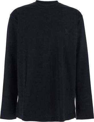 Wooyoungmi Black Crewneck T-shirt With Logo Patch On The Front And Logo Lettering On The Rear In Cotton Man
