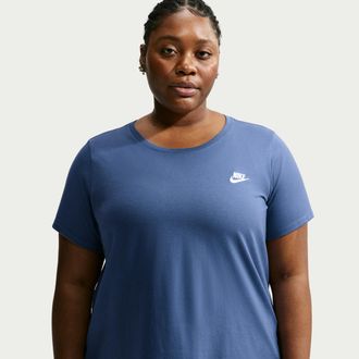 Nike Womens Nike Sportswear Club Essentials T-Shirt (Plus Size) in Blue | FD0646-461