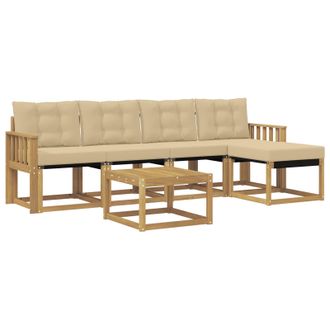 vidaXL Conjunto De Sof&aacute;s De Exterior Con Coj&iacute;n 6 Pcs Y Beige Vidaxl