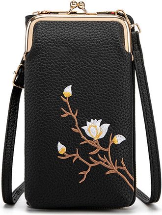 Generic Women Sling Cross-Body Wallet with Mobile Cell Phone Holder, Phone Purse Bag with Shoulder Strap, Lightweight Crossbody Wallet Handbag for Travel & Ev