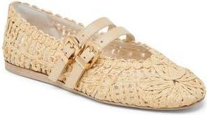 Dolce Vita Baylee Sunflower Raffia Flat in Light Natural Macrame at Nordstrom Rack, Size 10