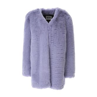 Moschino Teddy Lange Jas - Dames - Jassen - Paars - M - Polyester - Jassen