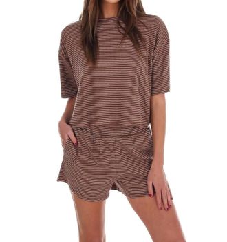 HYFVE Feeling Good Stripe Two Piece Set In Brown