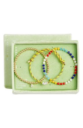 Chelsea28 Set of 3 Beaded Cord Bracelets in Yellow Multi- Gold at Nordstrom