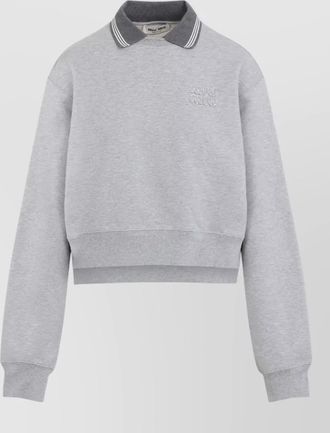 Miu Miu sweatshirt long sleeves contrast collar ribbed hem