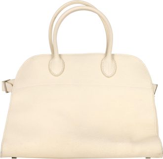 The Row Pre-owned Womens The Row Margaux 15 Buckled Textured handbag in Cream Leather - Ecru Sheepskin - One Size