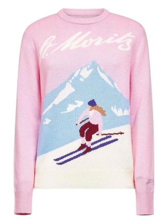MC2 Saint Barth ski-motif crew-neck sweater - women - Wool/Cashmere/Other Materials - L - Pink