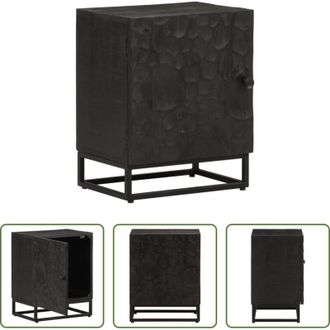 vidaXL Comodino nero - Comodino Nero 40x30x50 cm in Legno Massello di Mango e Ferro