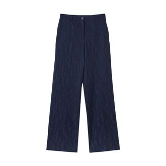 Paul Smith Wide Trousers, female, Blue, Size: XS Wide-Leg Seersucker Trousers