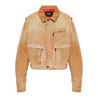 Dsquared2 Denim Jackets, female, Brown, Size: 2XS Logo Denim Jacket