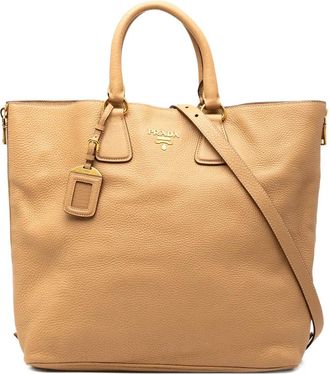 Prada 2000-2025 Vitello Daino Side Zip Convertible Tote satchel - Bruin