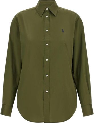 Polo Ralph Lauren Klassiek Katoenen Twill Overhemd - Dames - Overhemden - Groen - XL - Katoen - Overhemden