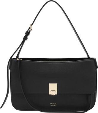 Ferragamo Schoudertas - Dames - Schoudertassen - Zwart - ONE Size - Leer - Tassen