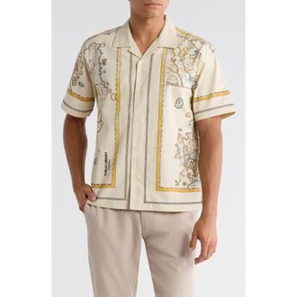 Percival Ex Libris Camp Shirt in Ecru at Nordstrom Rack, Size X-Large
