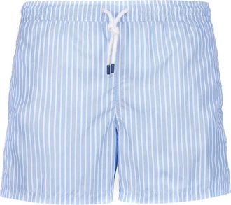 Fedeli Blauwe Gestreepte Zwembroek met Zomerpatroon - Heren - Strandmode - Blauw - 3XL - Badmode