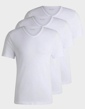 HUGO BOSS Mens BOSS Orange 3-Pack Mens V-Neck Underwear T-Shirts in Cotton Jersey - White 100 - Size: 40