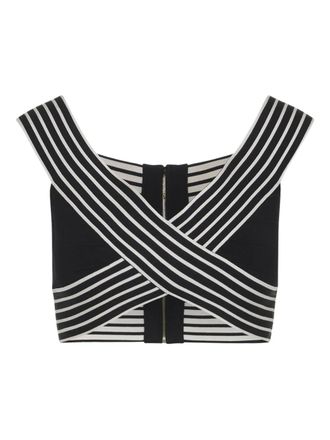 Elisabetta Franchi striped zip-fastening top - Nero