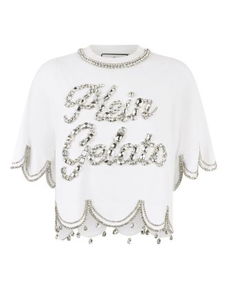 Philipp Plein Cropped T-Shirt Crystal Waves