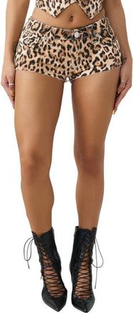 True Religion Leopard Spicy Flap Cutoff Denim Shorts at Nordstrom, Size 27