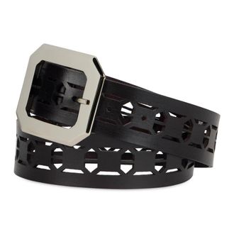 Alberta Ferretti Perforated Leather Belt - Dames - Riemen - Zwart - L - Accessoires