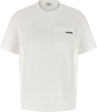Brunello Cucinelli T-Shirt Monile Maglioni Bianco-Donna