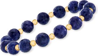 Ross-Simons Sapphire Bead Stretch Bracelet With 14kt Yellow Gold