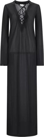 Andamane Ava Maxi-jurk met vetersluiting - Dames - Maxi kleedjes - Zwart - S - Polyester - Kleedjes